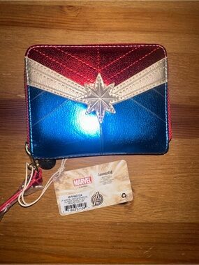 Marvel Metallic Zip Wallet in Red, Gold, Blue
